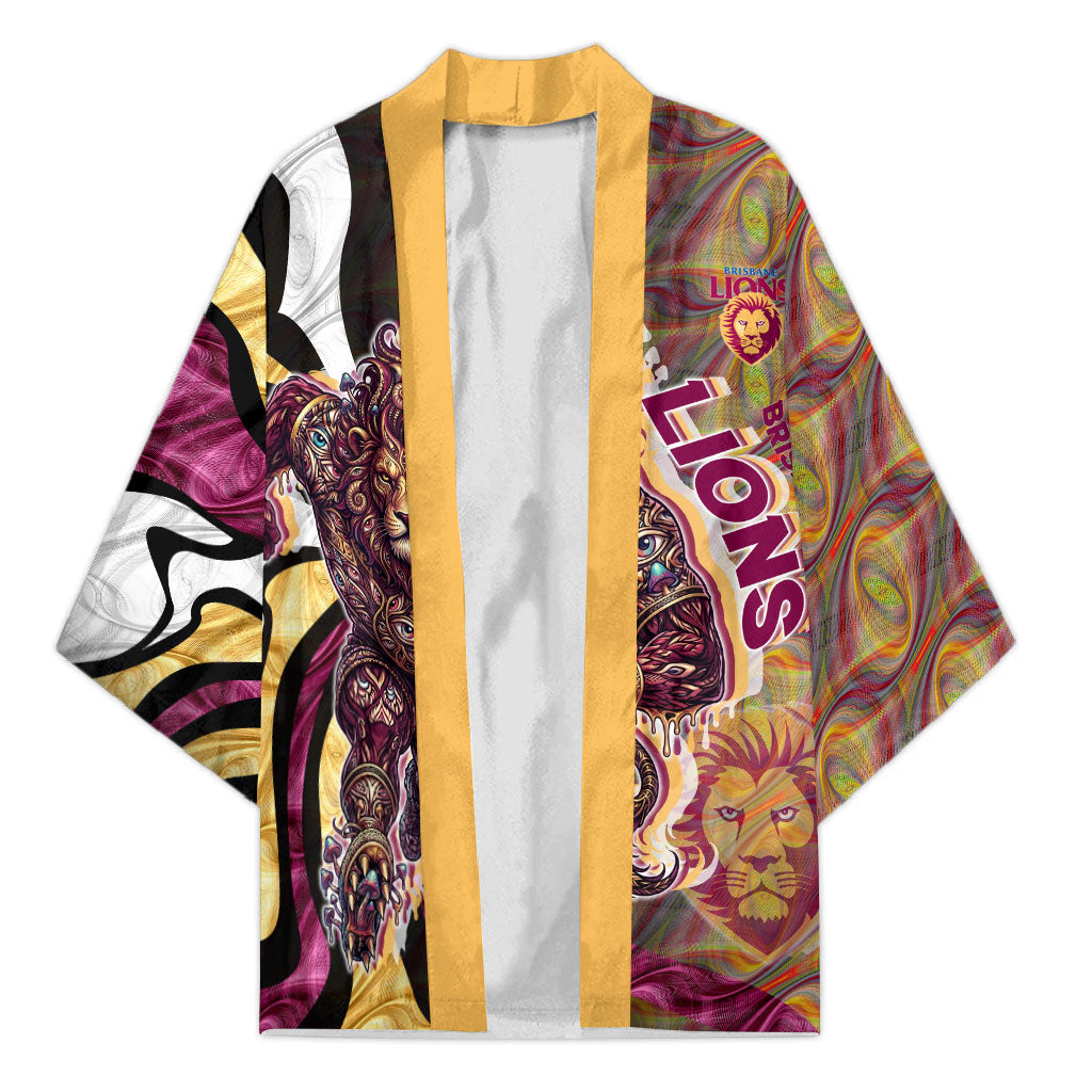 Personalised Brisbane Lions Kimono Trippy Psychedelic Abstract Art Mascot Football Fans