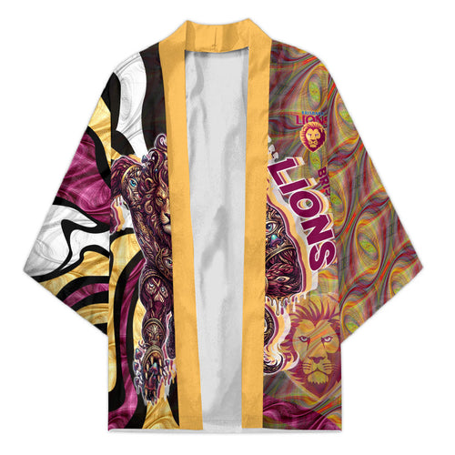 Personalised Brisbane Lions Kimono Trippy Psychedelic Abstract Art Mascot Football Fans