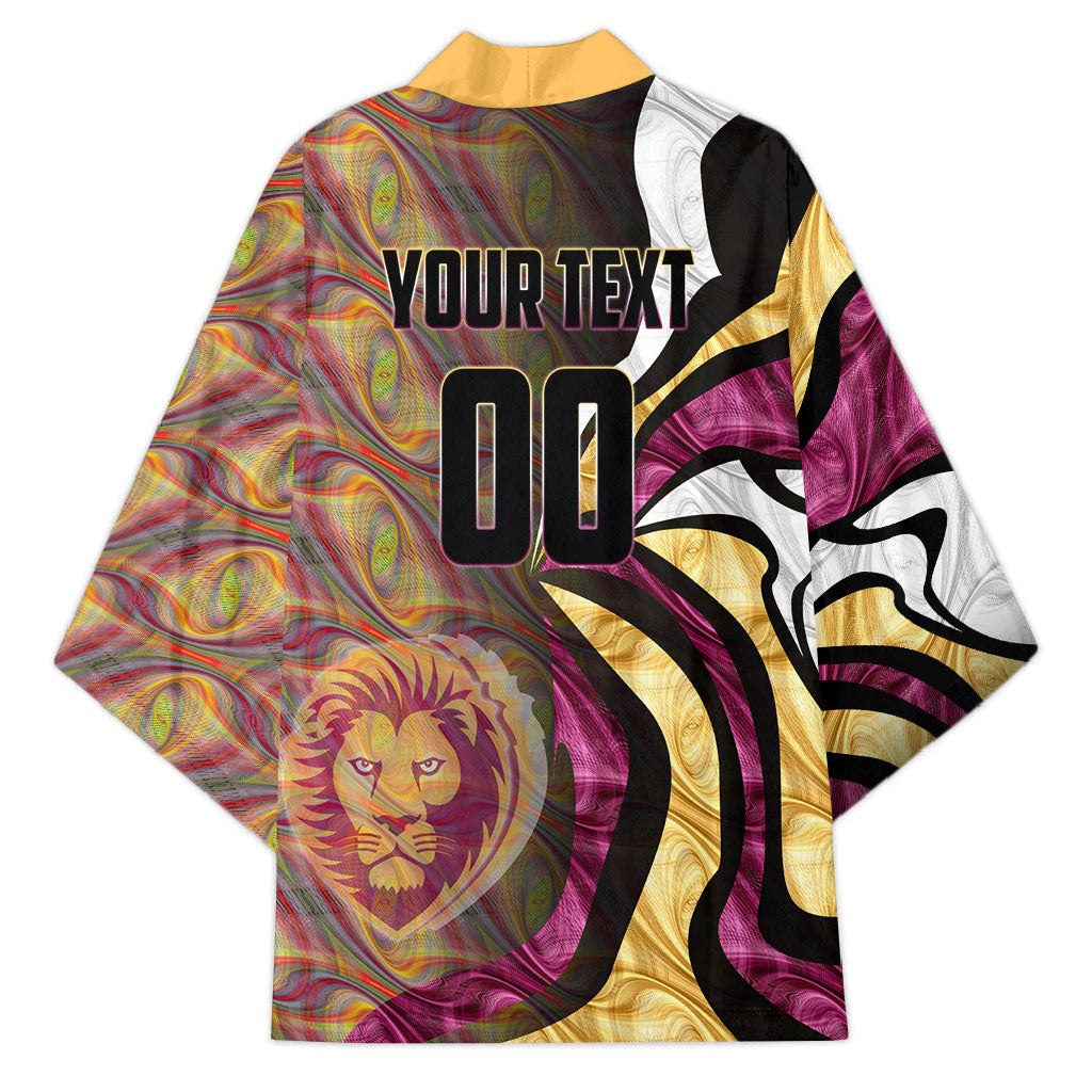 Personalised Brisbane Lions Kimono Trippy Psychedelic Abstract Art Mascot Football Fans