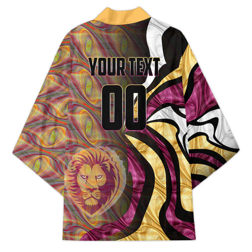 Personalised Brisbane Lions Kimono Trippy Psychedelic Abstract Art Mascot Football Fans