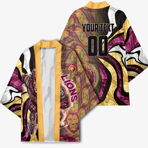 Personalised Brisbane Lions Kimono Trippy Psychedelic Abstract Art Mascot Football Fans