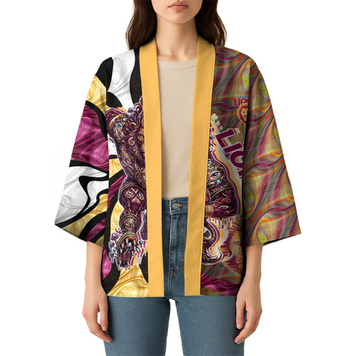 Personalised Brisbane Lions Kimono Trippy Psychedelic Abstract Art Mascot Football Fans