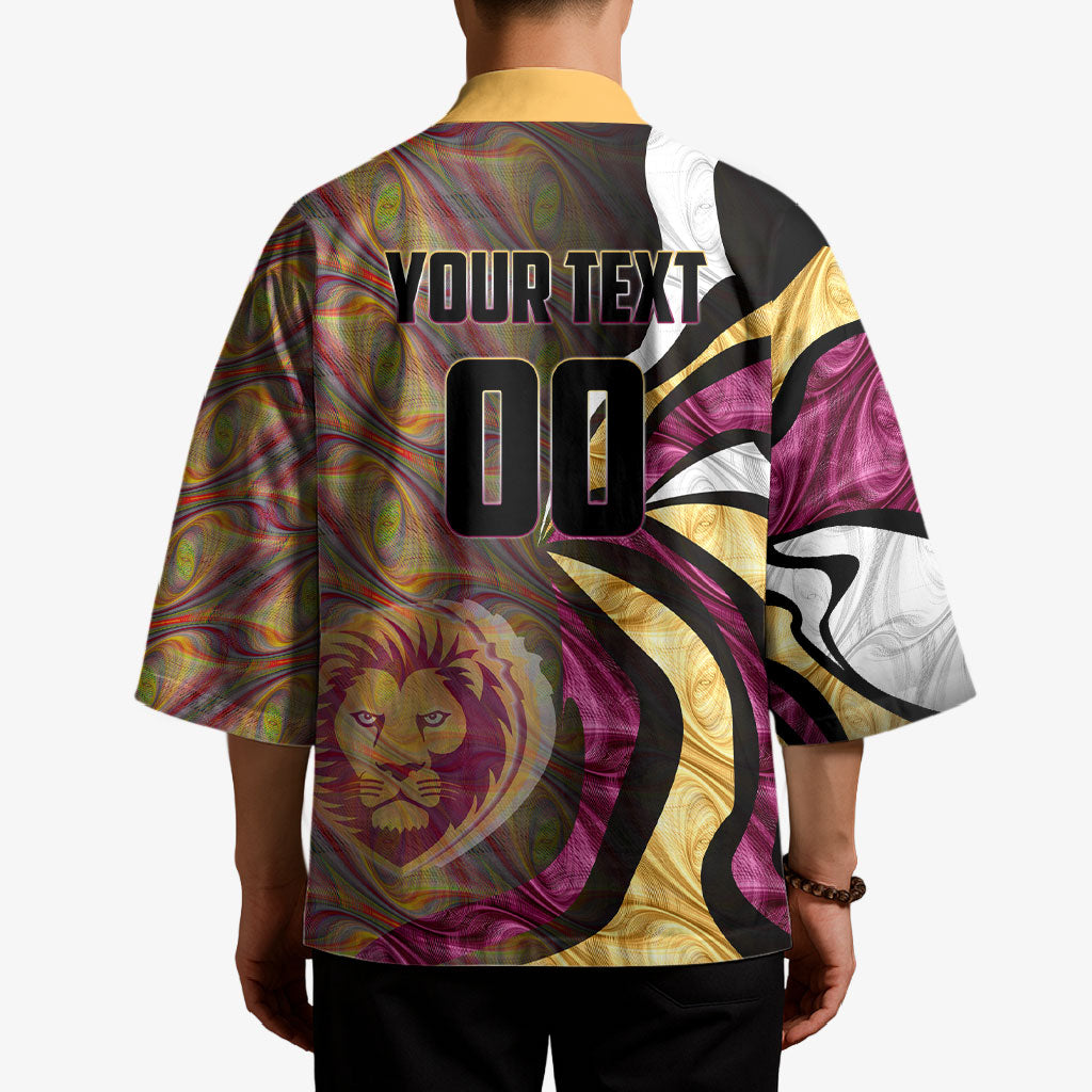Personalised Brisbane Lions Kimono Trippy Psychedelic Abstract Art Mascot Football Fans