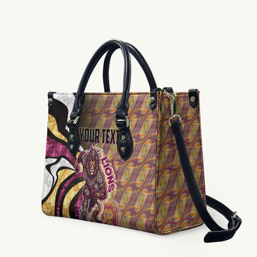 Personalised Brisbane Lions Leather Bag Trippy Psychedelic Abstract Art Mascot Football Fans