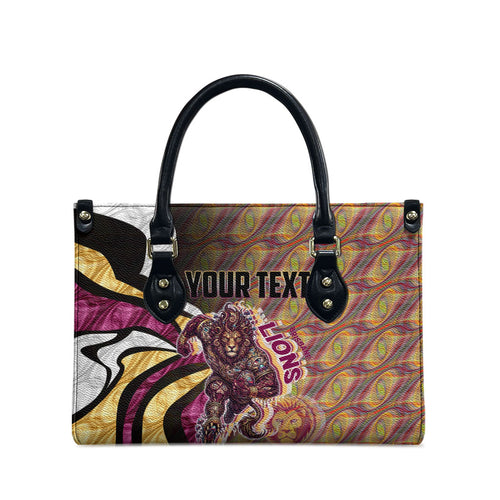 Personalised Brisbane Lions Leather Bag Trippy Psychedelic Abstract Art Mascot Football Fans
