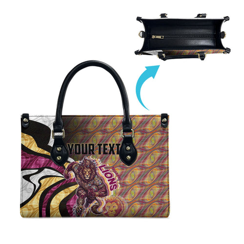 Personalised Brisbane Lions Leather Bag Trippy Psychedelic Abstract Art Mascot Football Fans
