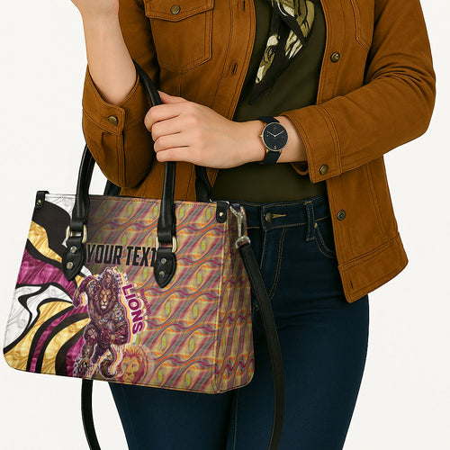 Personalised Brisbane Lions Leather Bag Trippy Psychedelic Abstract Art Mascot Football Fans