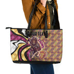 Personalised Brisbane Lions Leather Tote Bag Trippy Psychedelic Abstract Art Mascot Football Fans
