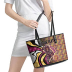 Personalised Brisbane Lions Leather Tote Bag Trippy Psychedelic Abstract Art Mascot Football Fans