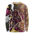 Personalised Brisbane Lions Long Sleeve Shirt Trippy Psychedelic Abstract Art Mascot Football Fans