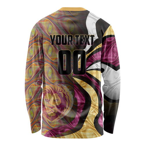 Personalised Brisbane Lions Long Sleeve Shirt Trippy Psychedelic Abstract Art Mascot Football Fans