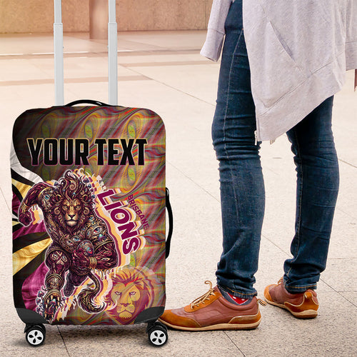 Personalised Brisbane Lions Luggage Cover Trippy Psychedelic Abstract Art Mascot Football Fans