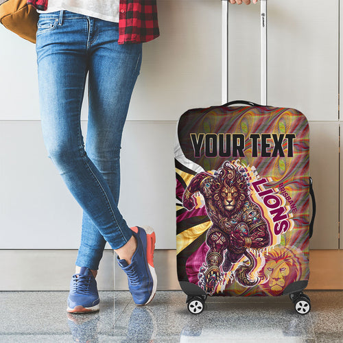 Personalised Brisbane Lions Luggage Cover Trippy Psychedelic Abstract Art Mascot Football Fans