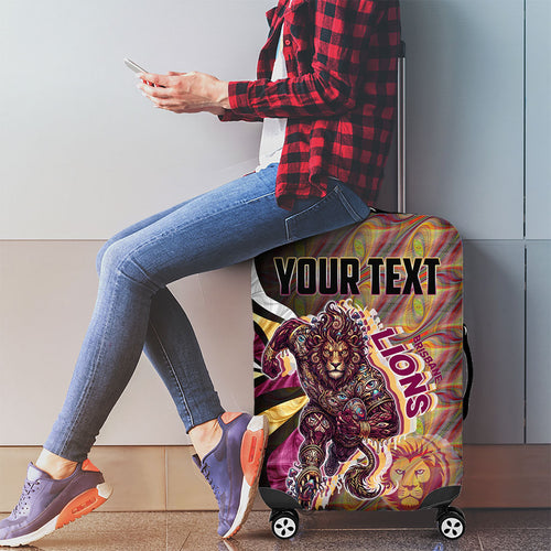 Personalised Brisbane Lions Luggage Cover Trippy Psychedelic Abstract Art Mascot Football Fans