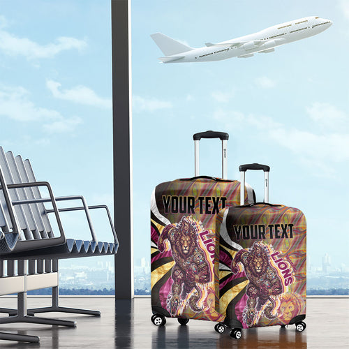 Personalised Brisbane Lions Luggage Cover Trippy Psychedelic Abstract Art Mascot Football Fans