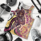 Personalised Brisbane Lions Men Tank Top Trippy Psychedelic Abstract Art Mascot Football Fans