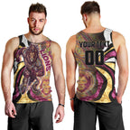 Personalised Brisbane Lions Men Tank Top Trippy Psychedelic Abstract Art Mascot Football Fans