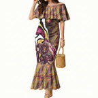 Personalised Brisbane Lions Mermaid Dress Trippy Psychedelic Abstract Art Mascot Football Fans