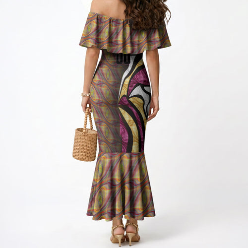 Personalised Brisbane Lions Mermaid Dress Trippy Psychedelic Abstract Art Mascot Football Fans