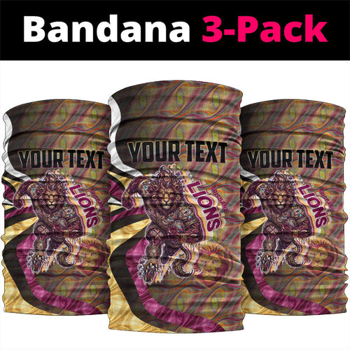 Personalised Brisbane Lions Neck Gaiter Trippy Psychedelic Abstract Art Mascot Football Fans