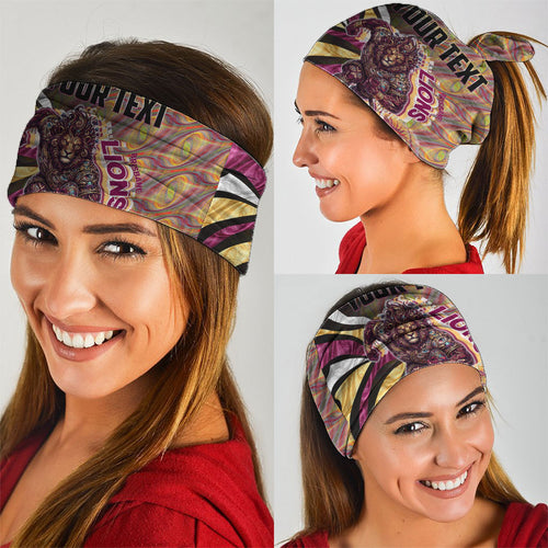 Personalised Brisbane Lions Neck Gaiter Trippy Psychedelic Abstract Art Mascot Football Fans