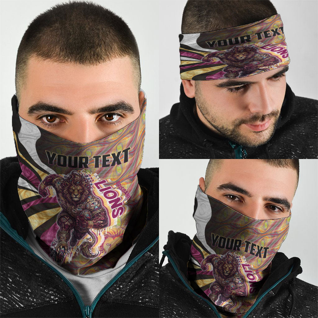 Personalised Brisbane Lions Neck Gaiter Trippy Psychedelic Abstract Art Mascot Football Fans