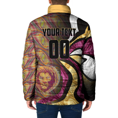 Personalised Brisbane Lions Padded Jacket Trippy Psychedelic Abstract Art Mascot Football Fans