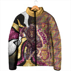 Personalised Brisbane Lions Padded Jacket Trippy Psychedelic Abstract Art Mascot Football Fans