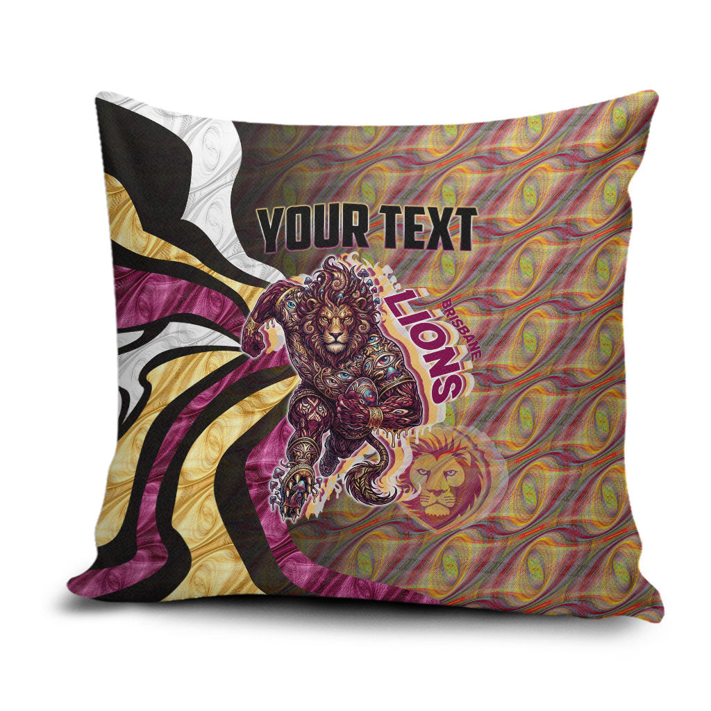 Personalised Brisbane Lions Pillow Cover Trippy Psychedelic Abstract Art Mascot Football Fans