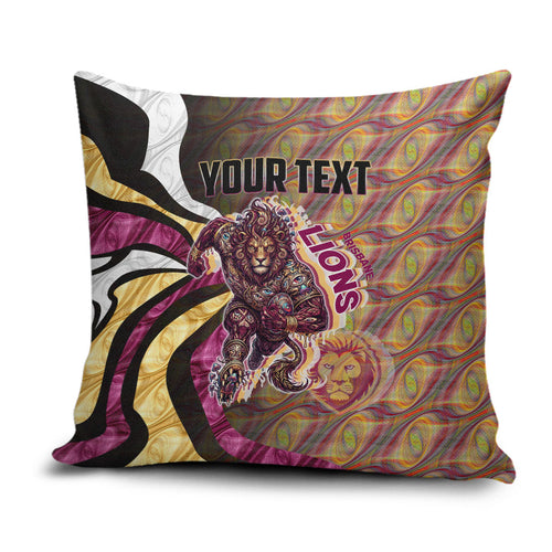 Personalised Brisbane Lions Pillow Cover Trippy Psychedelic Abstract Art Mascot Football Fans