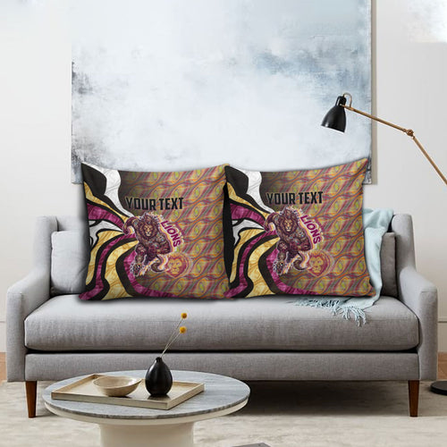 Personalised Brisbane Lions Pillow Cover Trippy Psychedelic Abstract Art Mascot Football Fans