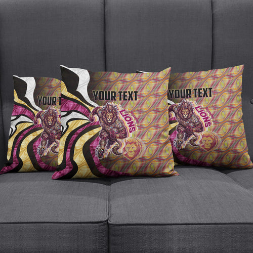 Personalised Brisbane Lions Pillow Cover Trippy Psychedelic Abstract Art Mascot Football Fans