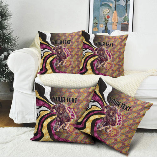 Personalised Brisbane Lions Pillow Cover Trippy Psychedelic Abstract Art Mascot Football Fans