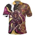 Personalised Brisbane Lions Polo Shirt Trippy Psychedelic Abstract Art Mascot Football Fans