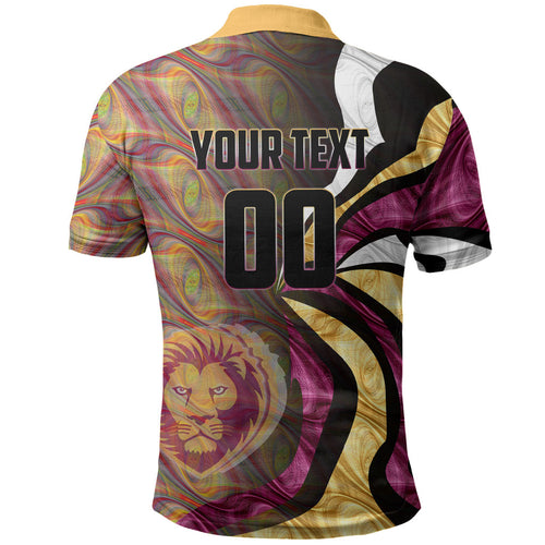 Personalised Brisbane Lions Polo Shirt Trippy Psychedelic Abstract Art Mascot Football Fans