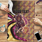 Personalised Brisbane Lions Puzzle Trippy Psychedelic Abstract Art Mascot Football Fans