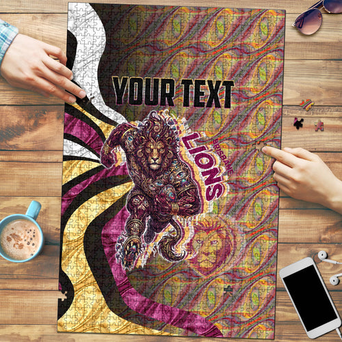 Personalised Brisbane Lions Puzzle Trippy Psychedelic Abstract Art Mascot Football Fans