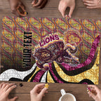 Personalised Brisbane Lions Puzzle Trippy Psychedelic Abstract Art Mascot Football Fans