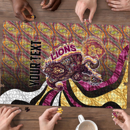 Personalised Brisbane Lions Puzzle Trippy Psychedelic Abstract Art Mascot Football Fans