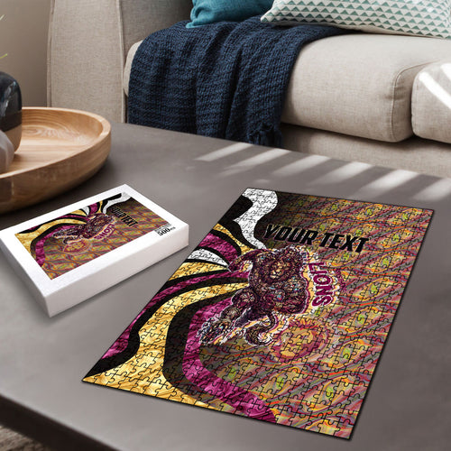 Personalised Brisbane Lions Puzzle Trippy Psychedelic Abstract Art Mascot Football Fans