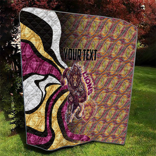 Personalised Brisbane Lions Quilt Trippy Psychedelic Abstract Art Mascot Football Fans