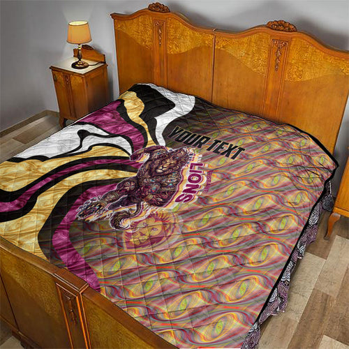 Personalised Brisbane Lions Quilt Trippy Psychedelic Abstract Art Mascot Football Fans