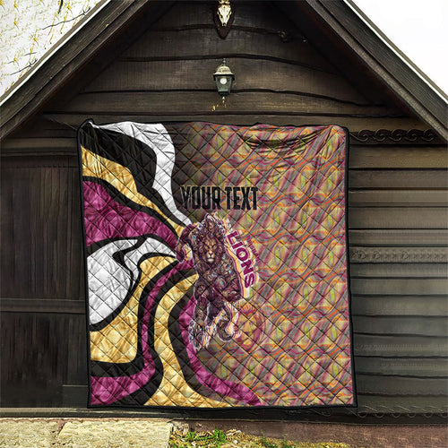 Personalised Brisbane Lions Quilt Trippy Psychedelic Abstract Art Mascot Football Fans