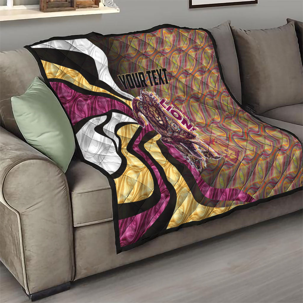 Personalised Brisbane Lions Quilt Trippy Psychedelic Abstract Art Mascot Football Fans