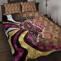 Personalised Brisbane Lions Quilt Bed Set Trippy Psychedelic Abstract Art Mascot Football Fans