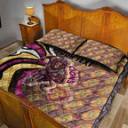 Personalised Brisbane Lions Quilt Bed Set Trippy Psychedelic Abstract Art Mascot Football Fans