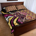 Personalised Brisbane Lions Quilt Bed Set Trippy Psychedelic Abstract Art Mascot Football Fans