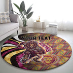 Personalised Brisbane Lions Round Carpet Trippy Psychedelic Abstract Art Mascot Football Fans