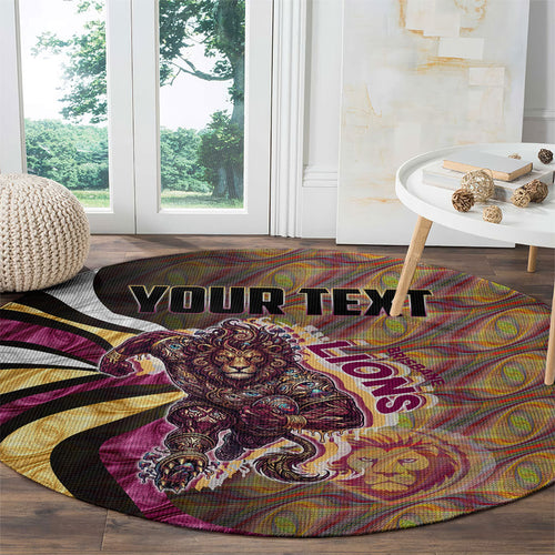 Personalised Brisbane Lions Round Carpet Trippy Psychedelic Abstract Art Mascot Football Fans