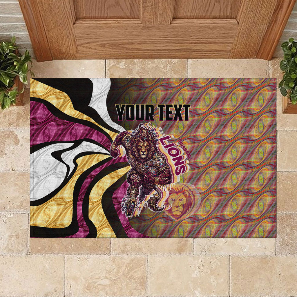 Personalised Brisbane Lions Rubber Doormat Trippy Psychedelic Abstract Art Mascot Football Fans
